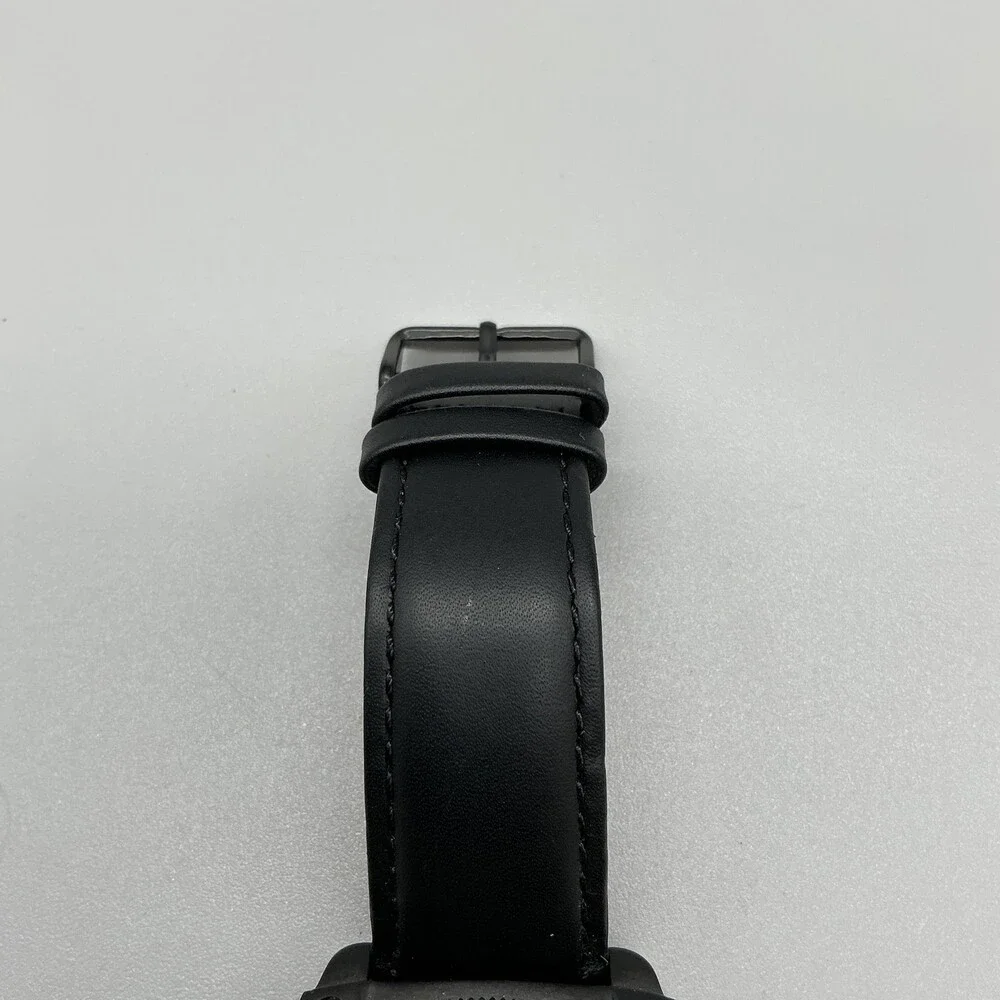 Shield Tesei Chronograph Mens Watch 49mm Black Dial Leather Date New Battery
